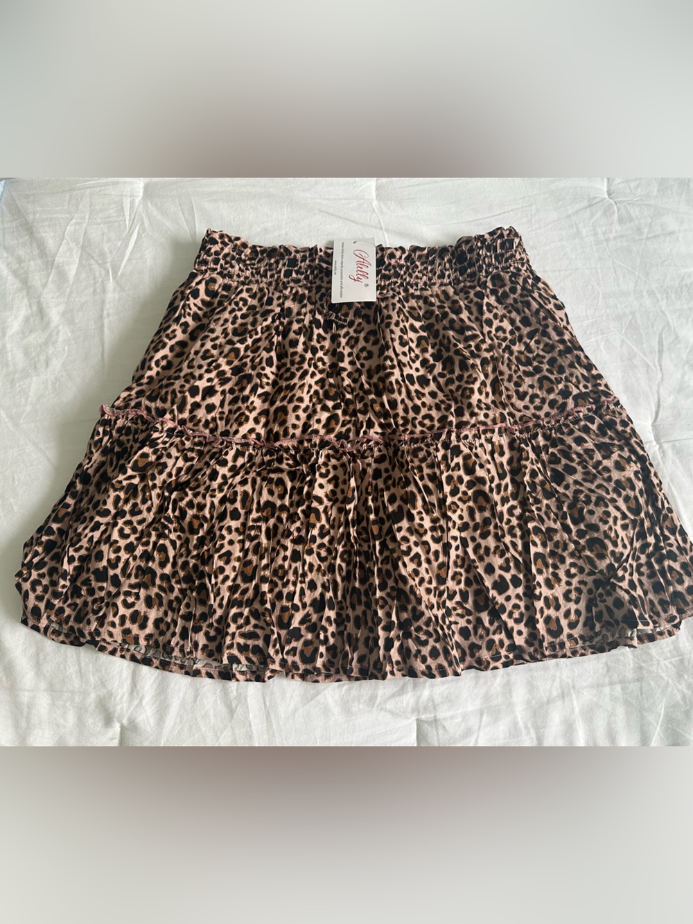 NWT Tiered Leopard Print Mini Skirt - Pink Brown